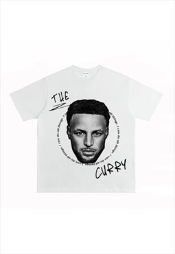 White Curry Graphic fans Retro T shirt tee 