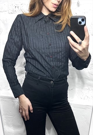 BLACK STRIPED 90S SHIRT / TOP 