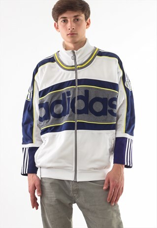 VINTAGE ADIDAS ORIGINALS TRACKSUIT 90S WHITE BLUE BIG LOGO