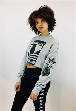 VINTAGE ADIDAS ORIGINALS TREFOIL CROPPED SWEATSHIRT
