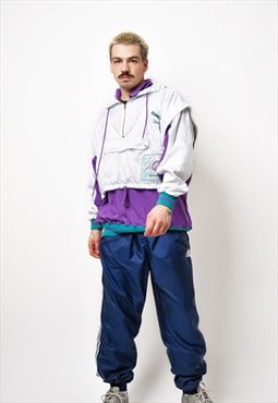 Retro Adidas 80s windbreaker jacket mens white purple