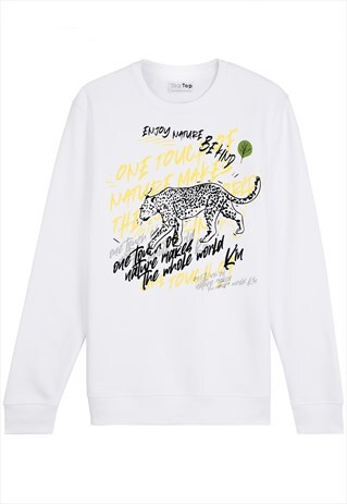 RELAXED SWEATSHIRT WITH SNOW LEOPARD & POWERFUL SLOGAN