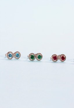 Arrosa Diamond and Birthstone Stud Earrings