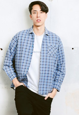 VINTAGE CHECK PRINT GRUNGE SHIRT