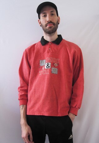 VINTAGE KITSCH PINK SALMON SWEATSHIRT FLOWERS