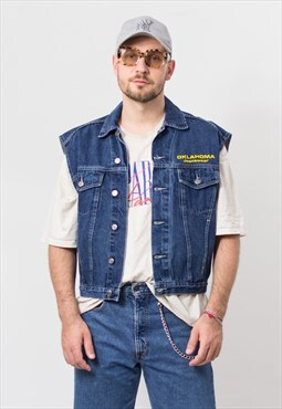 Vintage 90's OKLAHOMA denim vest sleeveless jacket men
