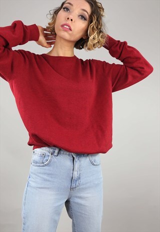 VINTAGE RETRO OVERSIZED TOM TAILOR RED SWEATSHIRT JUMPER