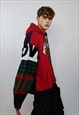 KNITTED SLEEVES HOODIE PATCHWORK PULLOVER COLOR BLOCK JUMPER