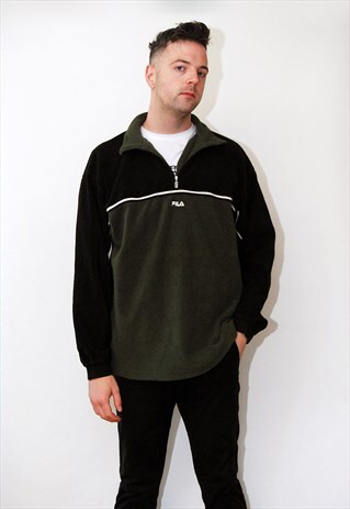 FILA FLEECE JACKET (XL) VINTAGE 90S JUMPER 1/4 COLLAR ZIP