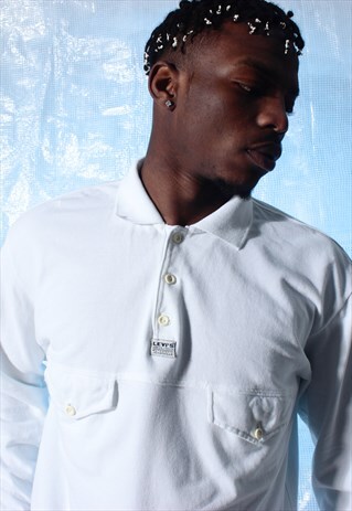 VINTAGE LEVI'S WHITE CHORE POCKET SHIRT