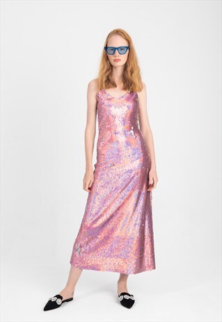 MIDI SLIP DRESS WITH REVERSIBLE SEQUINS