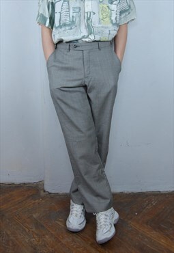 Vintage 90's Light Grey Straight Glam Suit Festival Trousers
