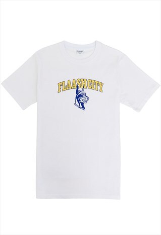 ORGANIC WHITE TEE WITH TEAM DOBERMAN PRINT