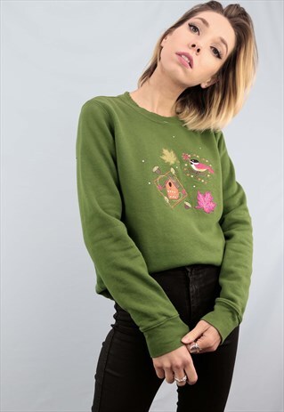 VINTAGE 80S 90S OVERSIZED SWEATER SWEATSHIRT CHRISTMAS GREEN