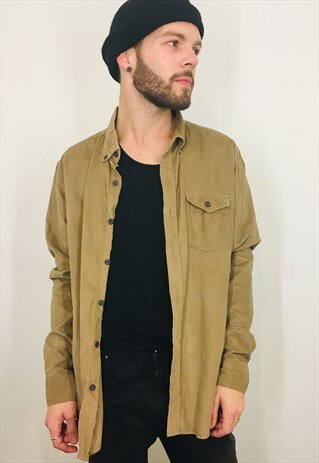 VINTAGE 1990S BEIGE CORD CORDUROY SHIRT