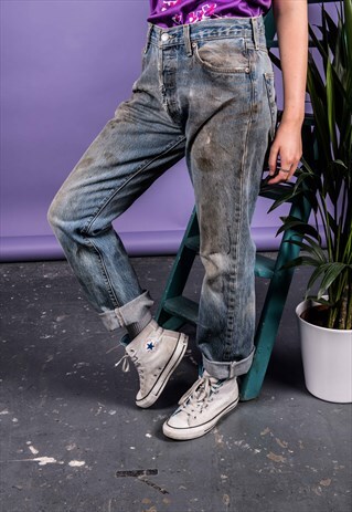 VINTAGE LEVI'S 501 BLUE PAINT MOM JEANS