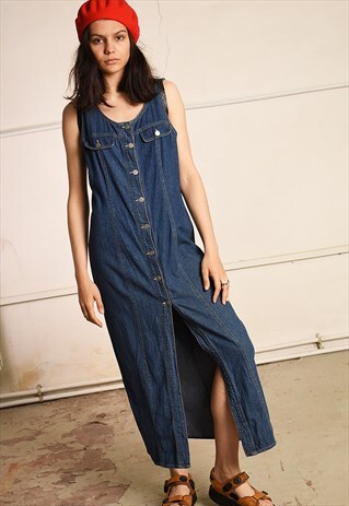 Y2K RETRO DENIM PARIS CHIC FESTIVAL MIDI DRESS