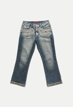 Amazing Y2K 00s vintage jeans with rhinestone print
