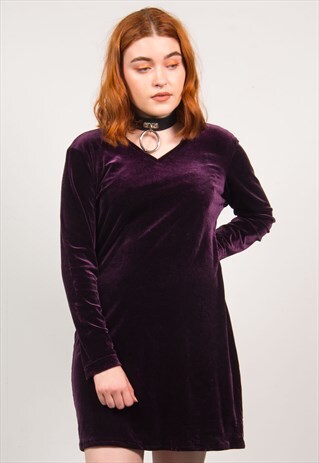 VINTAGE 90'S PURPLE VELVET MINI DRESS