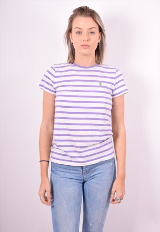 RALPH LAUREN WOMENS VINTAGE T-SHIRT TOP SMALL PURPLE 90'S