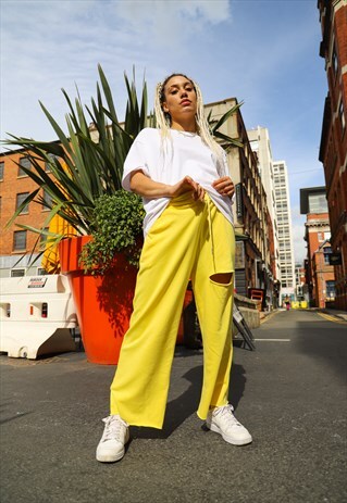 THE Y2K WIDE LEG JOGGERS IN YELLOW