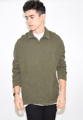 VINTAGE 90S GREEN RALPH LAUREN ZIP UP JUMPER