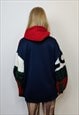 KNITTED SLEEVES HOODIE PATCHWORK PULLOVER COLOR BLOCK JUMPER