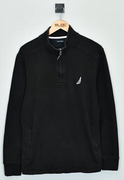 Vintage Nautica Quarter Zip Sweatshirt Black Medium