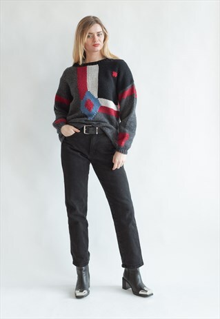 VINTAGE 80S FUNKY JUMPER WITH ABSTRACT PATTERN