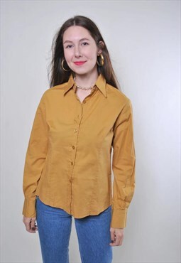 Vintage minimalist beige blouse with long sleeve 