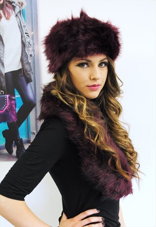 EVA LUXURY PLUM FAUX FUR HEADBAND