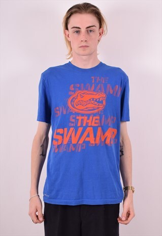 NIKE MENS VINTAGE T-SHIRT TOP MEDIUM BLUE 90S