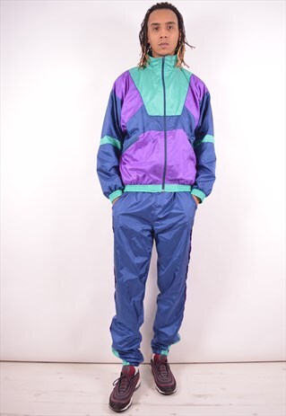 MENS VINTAGE FULL TRACKSUIT LARGE MULTI 90S