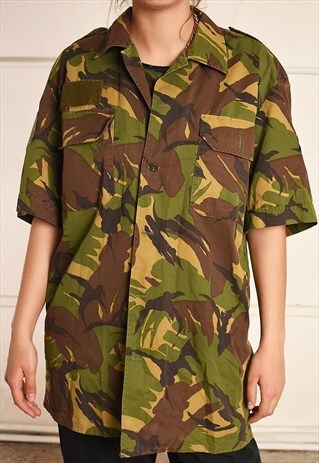 90'S RETRO CAMO MILITARY STYLE OVERSIZED FESTIVAL SHIRT TOP