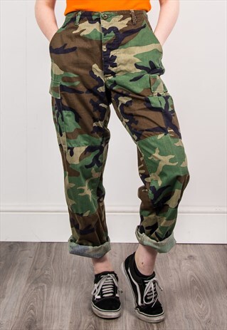 VINTAGE 90'S ARMY CAMO TROUSERS GRUNGE CARGO PANTS