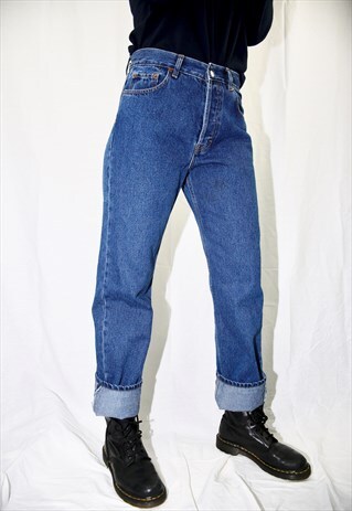 VINTAGE MEDIUM BLUE DENIM 501 LEVI'S HIGH WAISTED JEANS 072