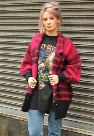 VINTAGE 80'S CHECKED KNIT CARDIGAN