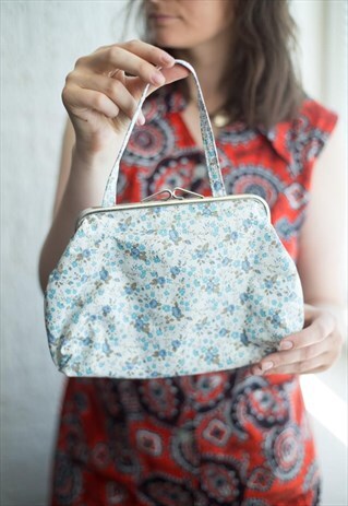 VINTAGE 70'S BLUE FLORAL PRINT BAG