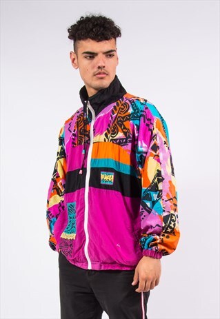 VINTAGE 90'S CRAZY PATTERN FESTIVAL JACKET SHELL SUIT