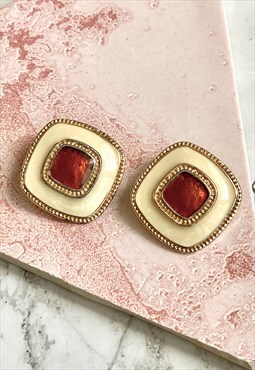 90s Square Earrings Statement Vintage Jewellery 