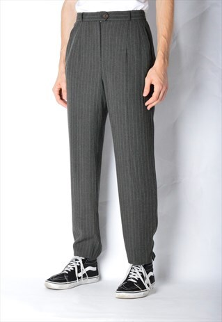 VINTAGE 90S UNISEX KHAKI GREY STRIPED PANTS