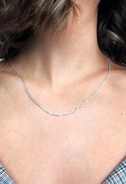 Women's 16" Essential Curb Necklace Chain - Silver