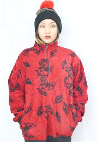 CRAZY PRINT ZIP UP FLEECE TOP (1990'S)