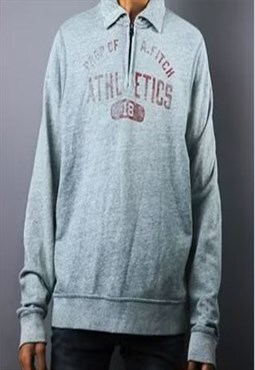 VINTAGE 1/4 ZIP GREY JUMPER abercrombie and fitch