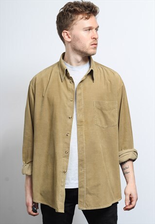 VINTAGE CORDUROY CORD SHIRT BROWN