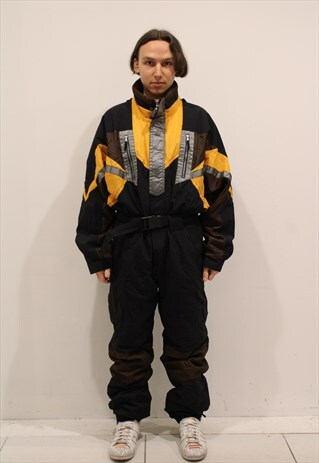 BLACK FILA HI-VIS PANELLED SKI SUIT