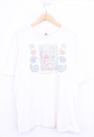 Vintage Sea Shells Graphic Tee White White Short Sleeve 