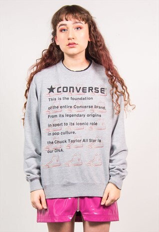 CONVERSE VINTAGE 90'S LIGHT GREY PRINT SWEATSHIRT