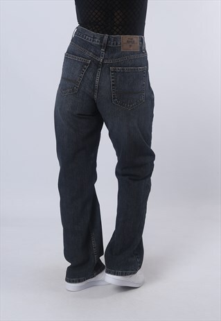 HIGH WAISTED DENIM JEANS STRAIGHT LEG VINTAGE UK 12 (BJAQ)