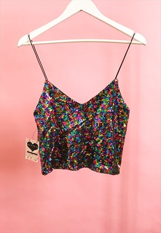 MULTICOLOURED SEQUIN TOP